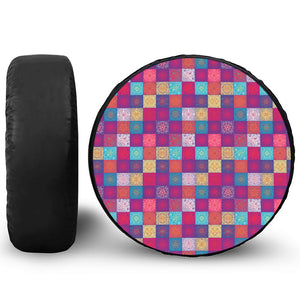 Boho Mandala Patchwork Pattern Print Leather Spare Tire Cover