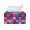 Boho Mandala Patchwork Pattern Print Leather Tissue Box Cover