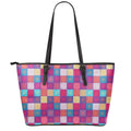 Boho Mandala Patchwork Pattern Print Leather Tote Bag With Zipper