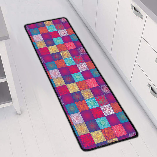 Boho Mandala Patchwork Pattern Print Long Kitchen Mat