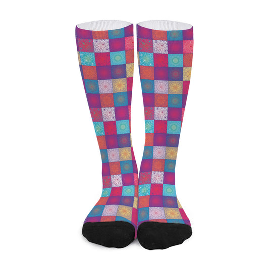 Boho Mandala Patchwork Pattern Print Long Socks