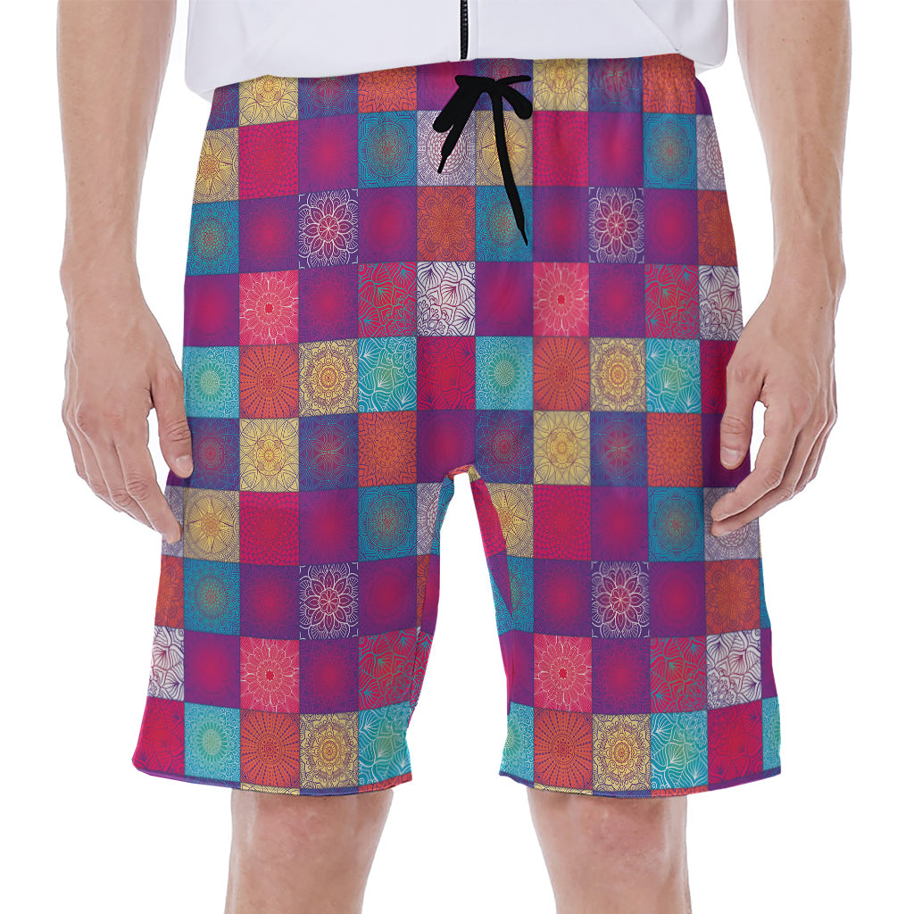 Boho Mandala Patchwork Pattern Print Men's Beach Shorts