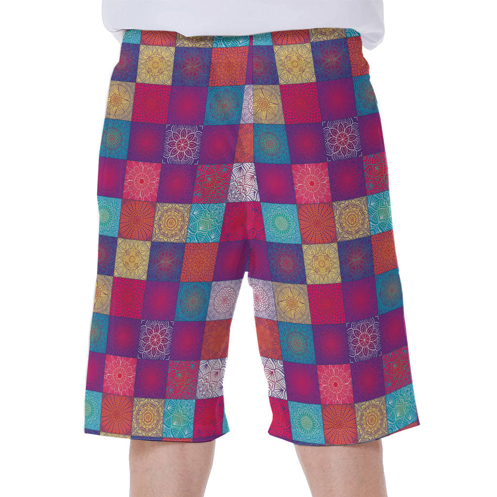 Boho Mandala Patchwork Pattern Print Men's Beach Shorts