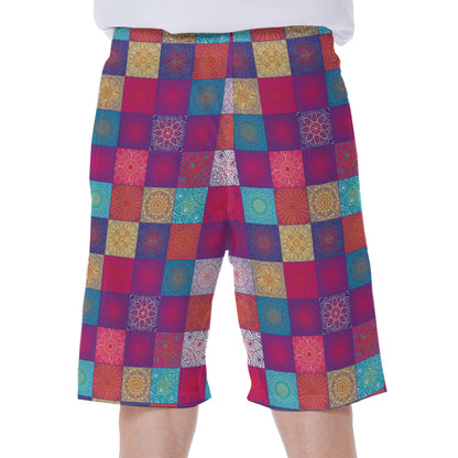 Boho Mandala Patchwork Pattern Print Men's Beach Shorts