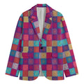 Boho Mandala Patchwork Pattern Print Men's Cotton Blazer