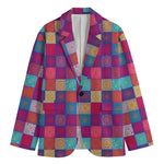 Boho Mandala Patchwork Pattern Print Men's Cotton Blazer
