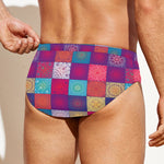 Boho Mandala Patchwork Pattern Print Men's Swim Briefs