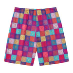 Boho Mandala Patchwork Pattern Print Men's Swim Trunks