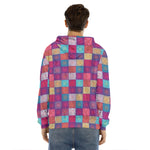 Boho Mandala Patchwork Pattern Print Men's Velvet Pullover Hoodie