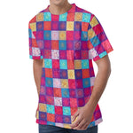 Boho Mandala Patchwork Pattern Print Men's Velvet T-Shirt