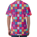 Boho Mandala Patchwork Pattern Print Men's Velvet T-Shirt