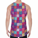 Boho Mandala Patchwork Pattern Print Men's Velvet Tank Top