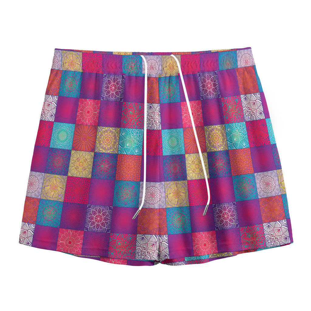 Boho Mandala Patchwork Pattern Print Mesh Shorts