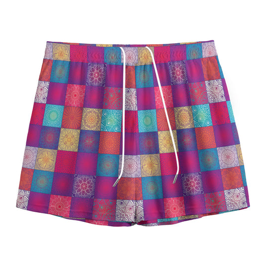 Boho Mandala Patchwork Pattern Print Mesh Shorts