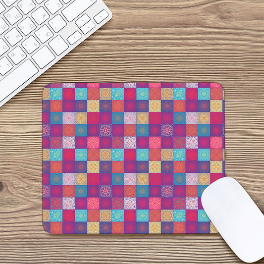 Boho Mandala Patchwork Pattern Print Mouse Pad