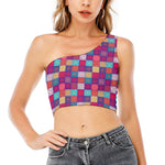 Boho Mandala Patchwork Pattern Print One Shoulder Crop Top