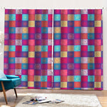 Boho Mandala Patchwork Pattern Print Pencil Pleat Curtains