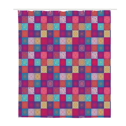 Boho Mandala Patchwork Pattern Print Polyester Shower Curtain