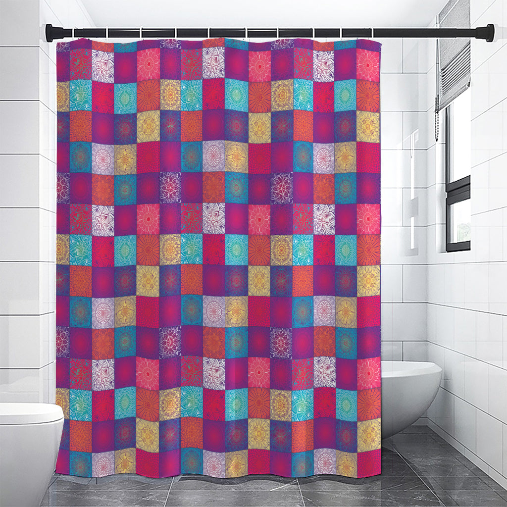 Boho Mandala Patchwork Pattern Print Premium Shower Curtain