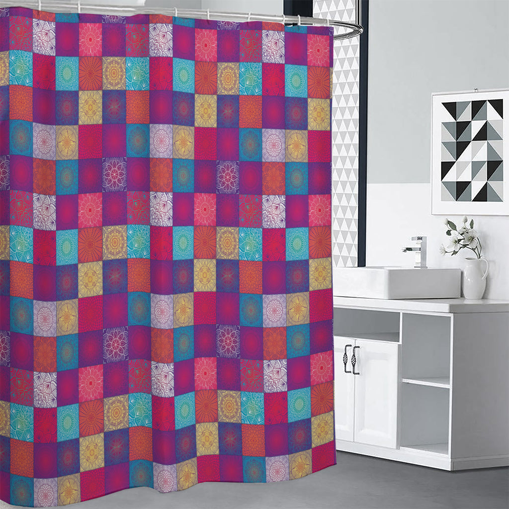 Boho Mandala Patchwork Pattern Print Premium Shower Curtain