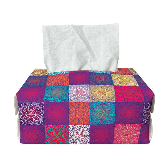 Boho Mandala Patchwork Pattern Print Rectangle Tissue Box Cover