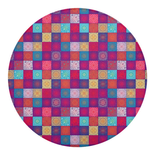 Boho Mandala Patchwork Pattern Print Round Blanket