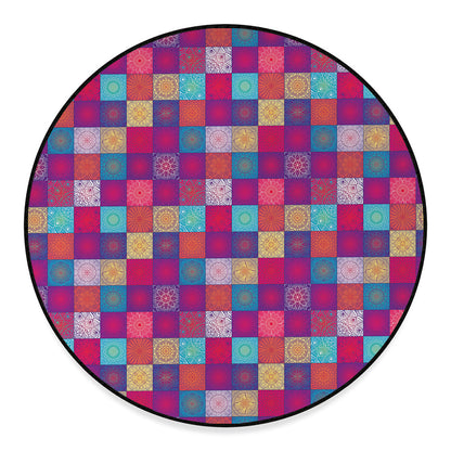 Boho Mandala Patchwork Pattern Print Round Floor Mat