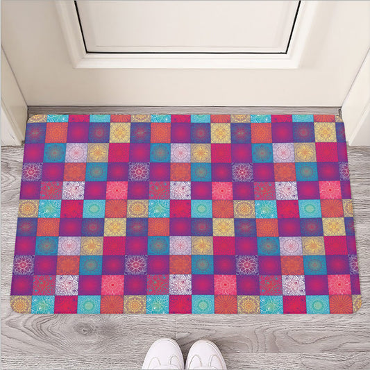 Boho Mandala Patchwork Pattern Print Rubber Doormat
