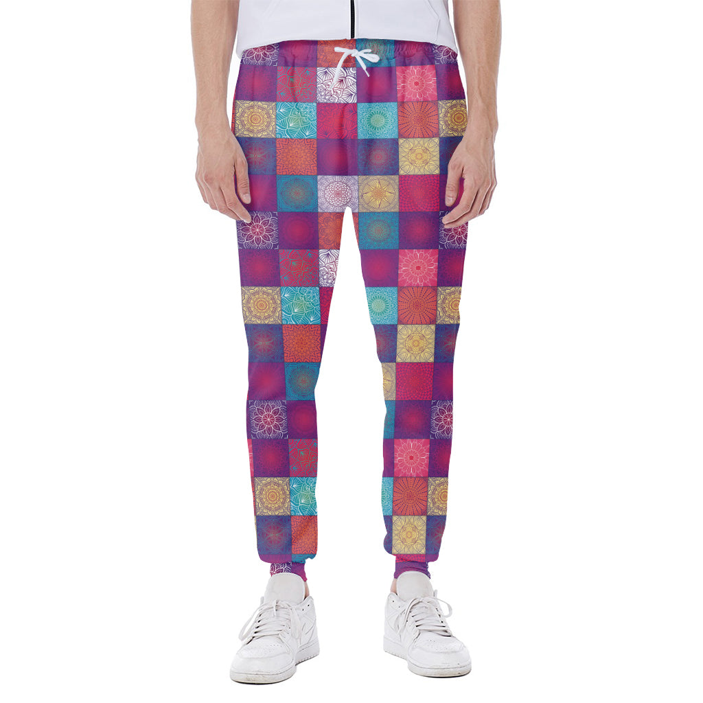 Boho Mandala Patchwork Pattern Print Scuba Joggers