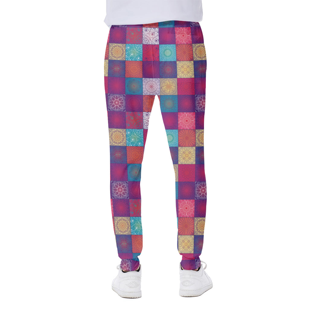 Boho Mandala Patchwork Pattern Print Scuba Joggers