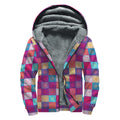 Boho Mandala Patchwork Pattern Print Sherpa Lined Zip Up Hoodie