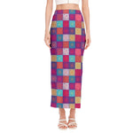 Boho Mandala Patchwork Pattern Print Side Slit Maxi Skirt