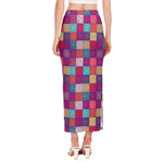 Boho Mandala Patchwork Pattern Print Side Slit Maxi Skirt