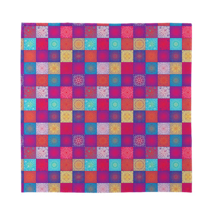 Boho Mandala Patchwork Pattern Print Silk Bandana