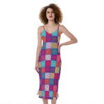 Boho Mandala Patchwork Pattern Print Slim Fit Midi Cami Dress