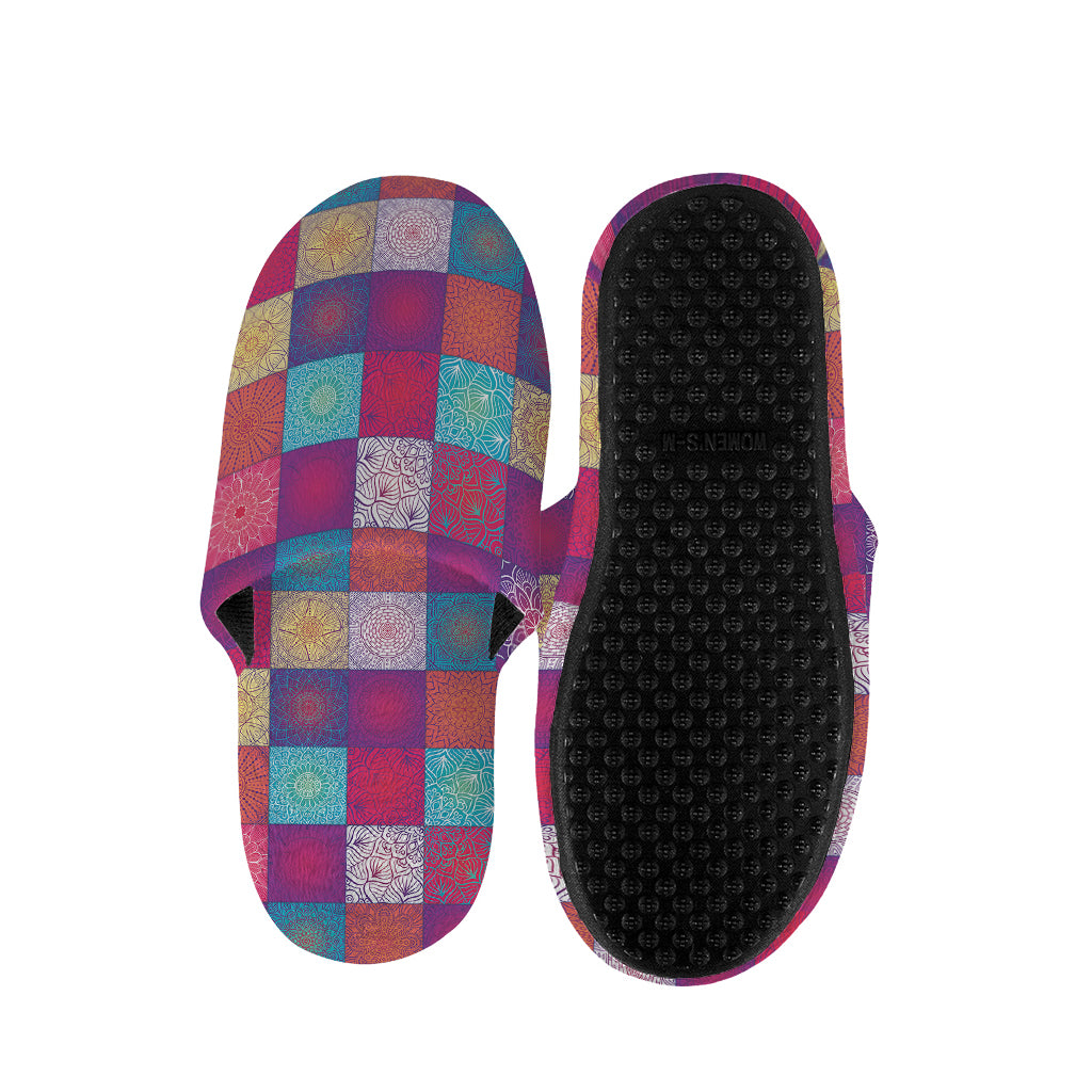 Boho Mandala Patchwork Pattern Print Slippers