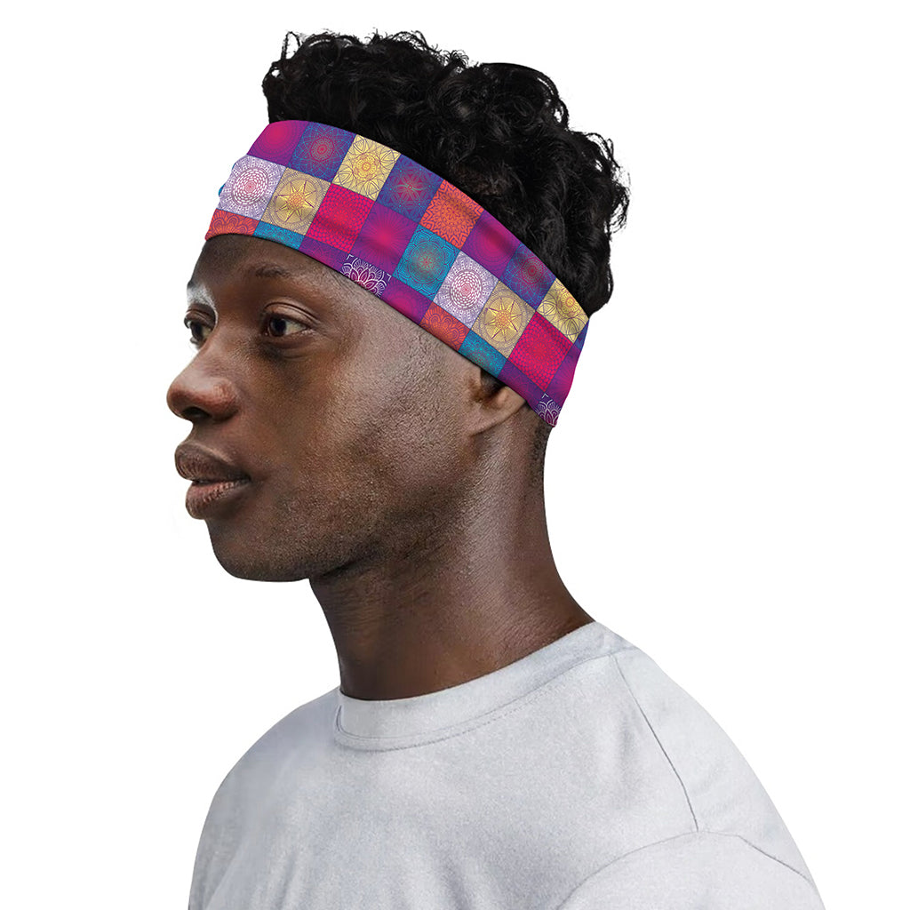 Boho Mandala Patchwork Pattern Print Sports Headband