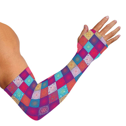 Boho Mandala Patchwork Pattern Print Sun Protection Arm Sleeves