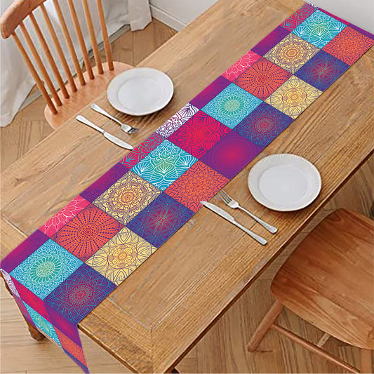 Boho Mandala Patchwork Pattern Print Table Runner