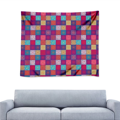 Boho Mandala Patchwork Pattern Print Tapestry
