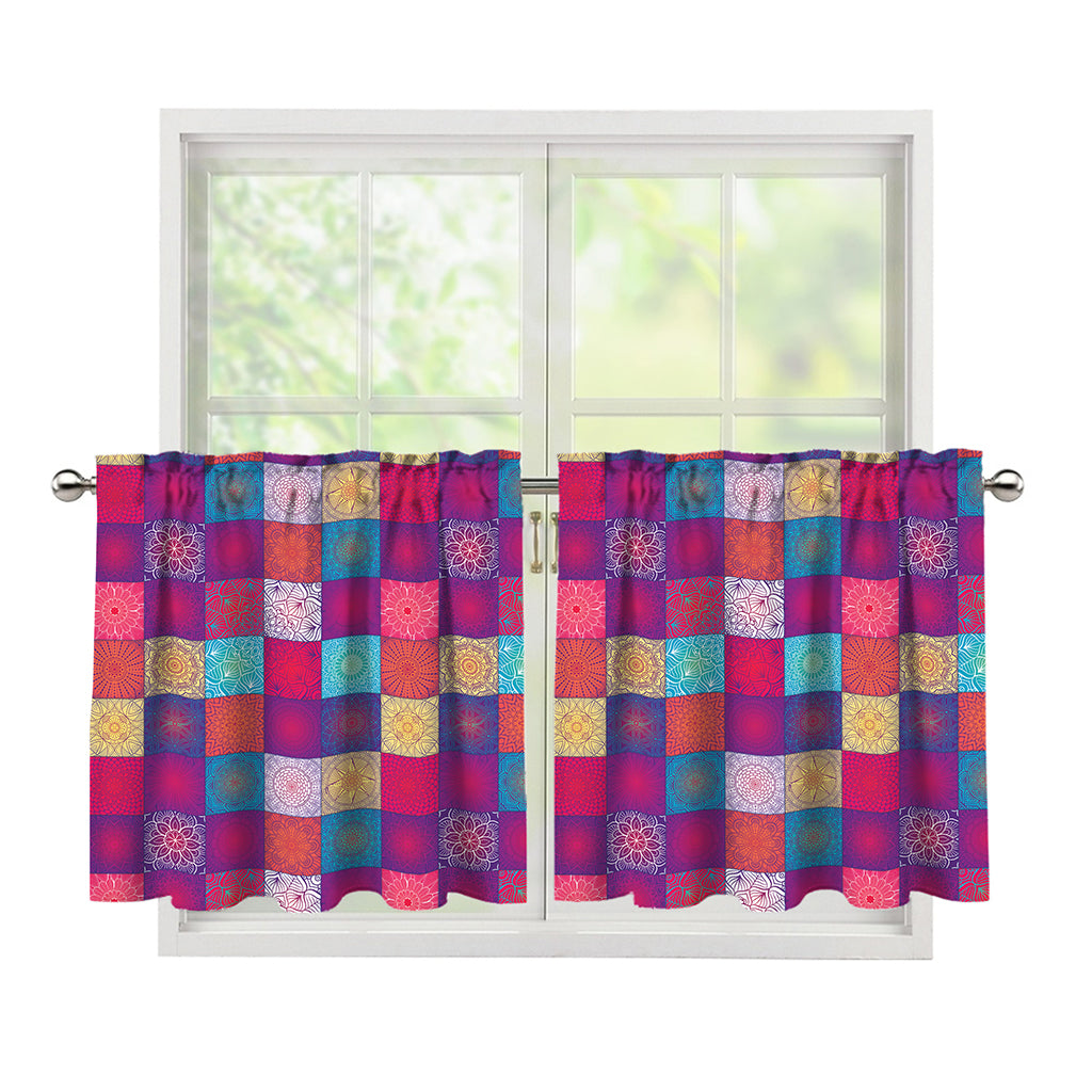 Boho Mandala Patchwork Pattern Print Tier Curtains