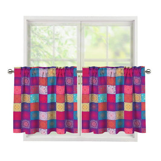Boho Mandala Patchwork Pattern Print Tier Curtains