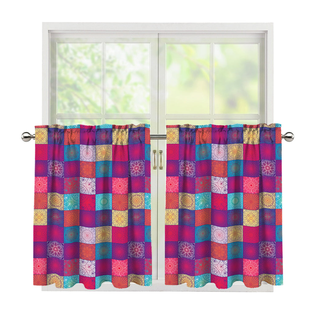 Boho Mandala Patchwork Pattern Print Tier Curtains