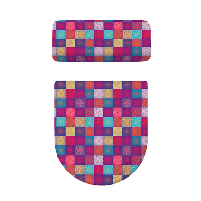 Boho Mandala Patchwork Pattern Print Toilet Lid And Tank Cover Set