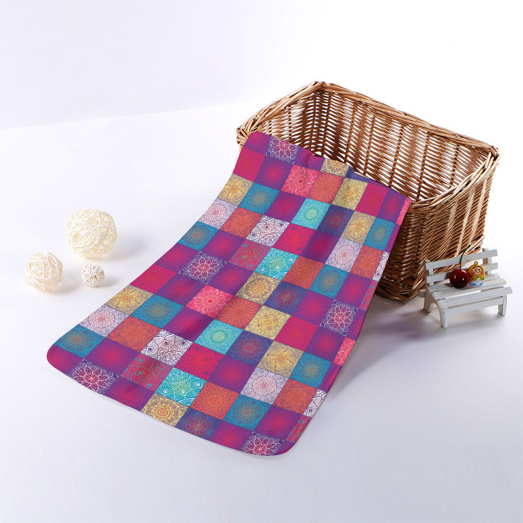 Boho Mandala Patchwork Pattern Print Towel