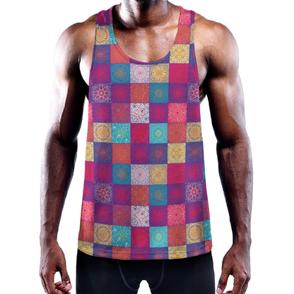 Boho Mandala Patchwork Pattern Print Training Tank Top