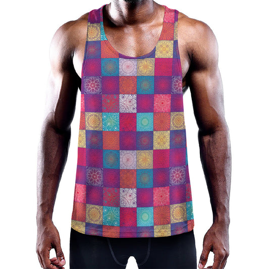 Boho Mandala Patchwork Pattern Print Training Tank Top