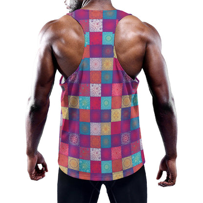 Boho Mandala Patchwork Pattern Print Training Tank Top