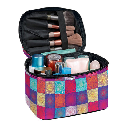 Boho Mandala Patchwork Pattern Print Travel Makeup Bag