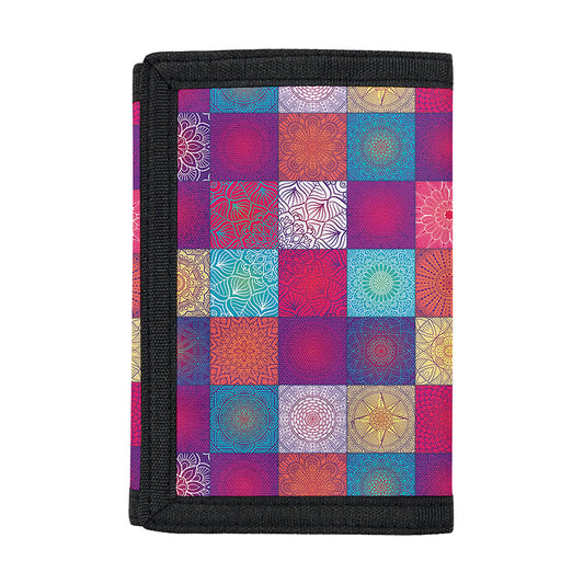 Boho Mandala Patchwork Pattern Print Trifold Wallet